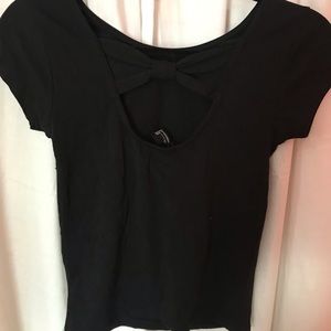 Black crop top with bow detail